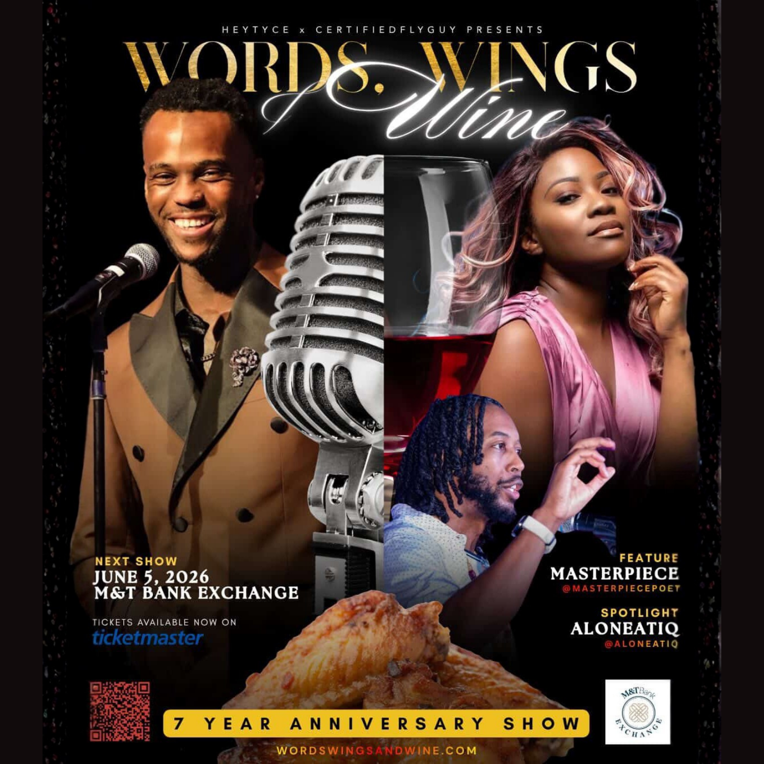 Words, Wings & Wine returns to the M&T Bank Exchange for its 7-year celebration.