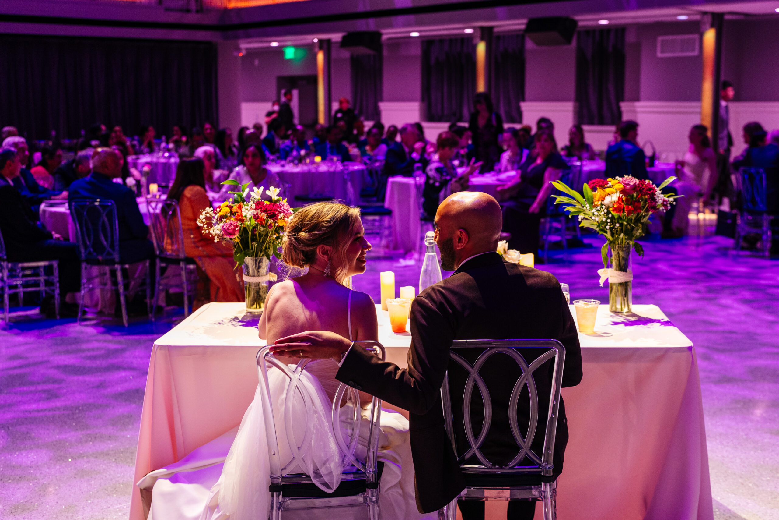 Elegant couple at their wedding reception